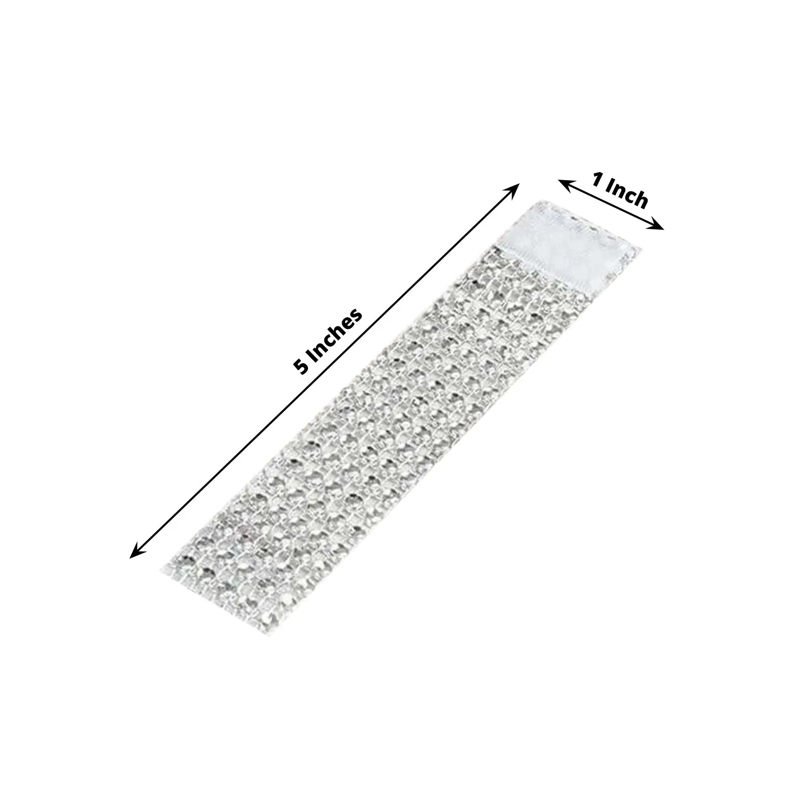10 Pack Silver Diamond Rhinestone Napkin Rings, Chair Sash Velcro Brooch Buckle