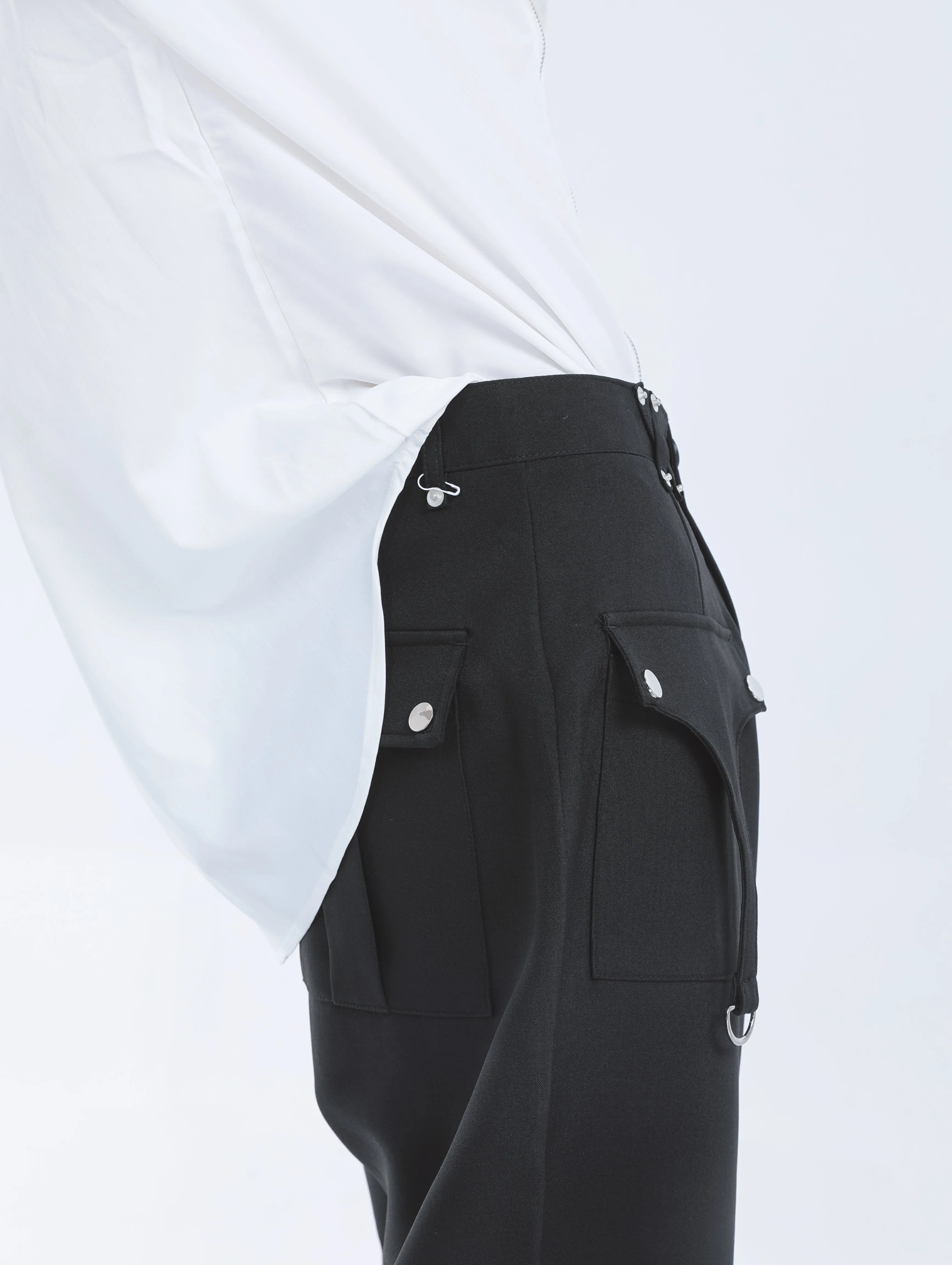 【23s September.】Shoulder Metal Double Zpper Design Shirt   Pants -M/L