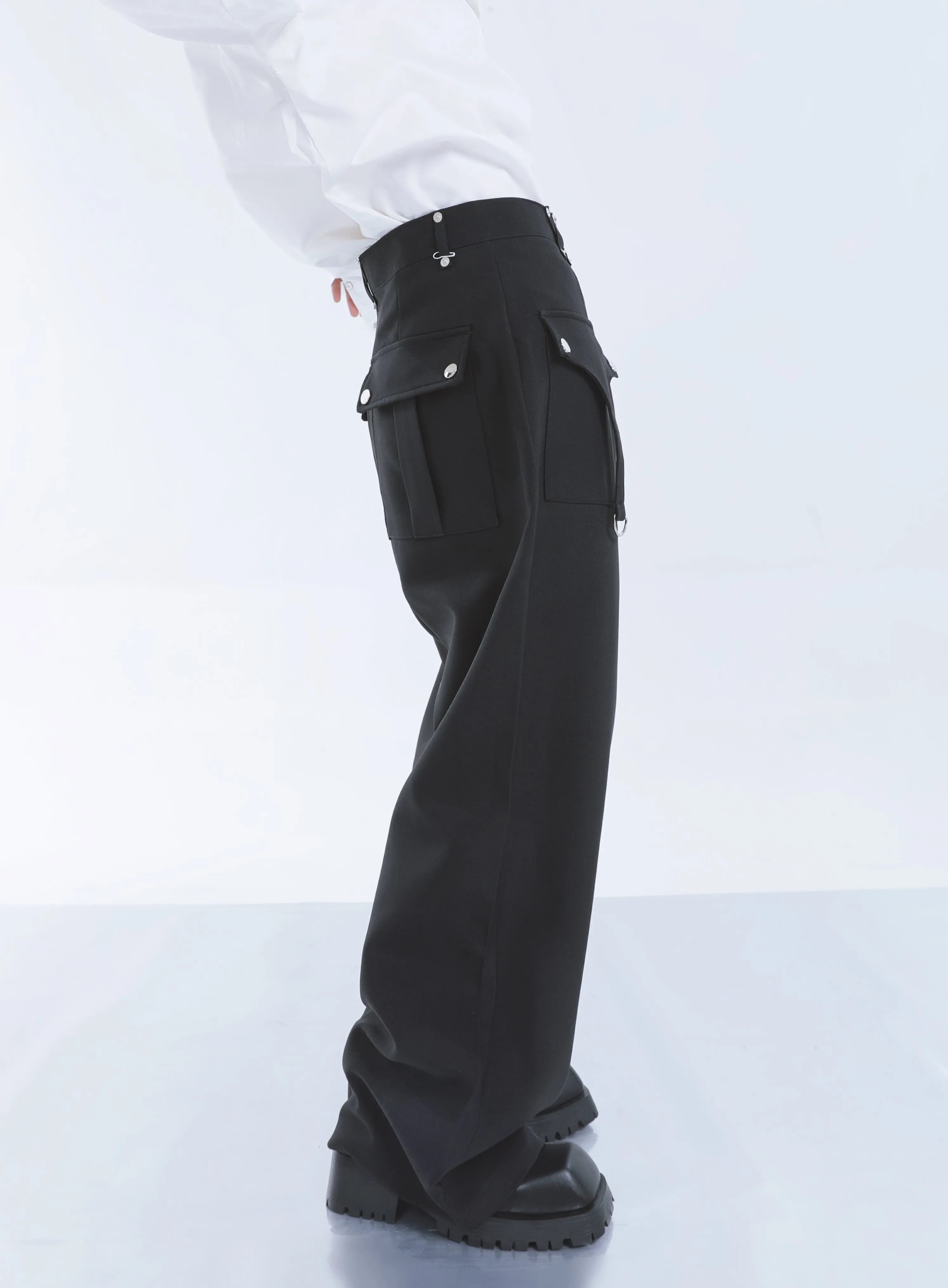 【23s September.】Shoulder Metal Double Zpper Design Shirt   Pants -M/L