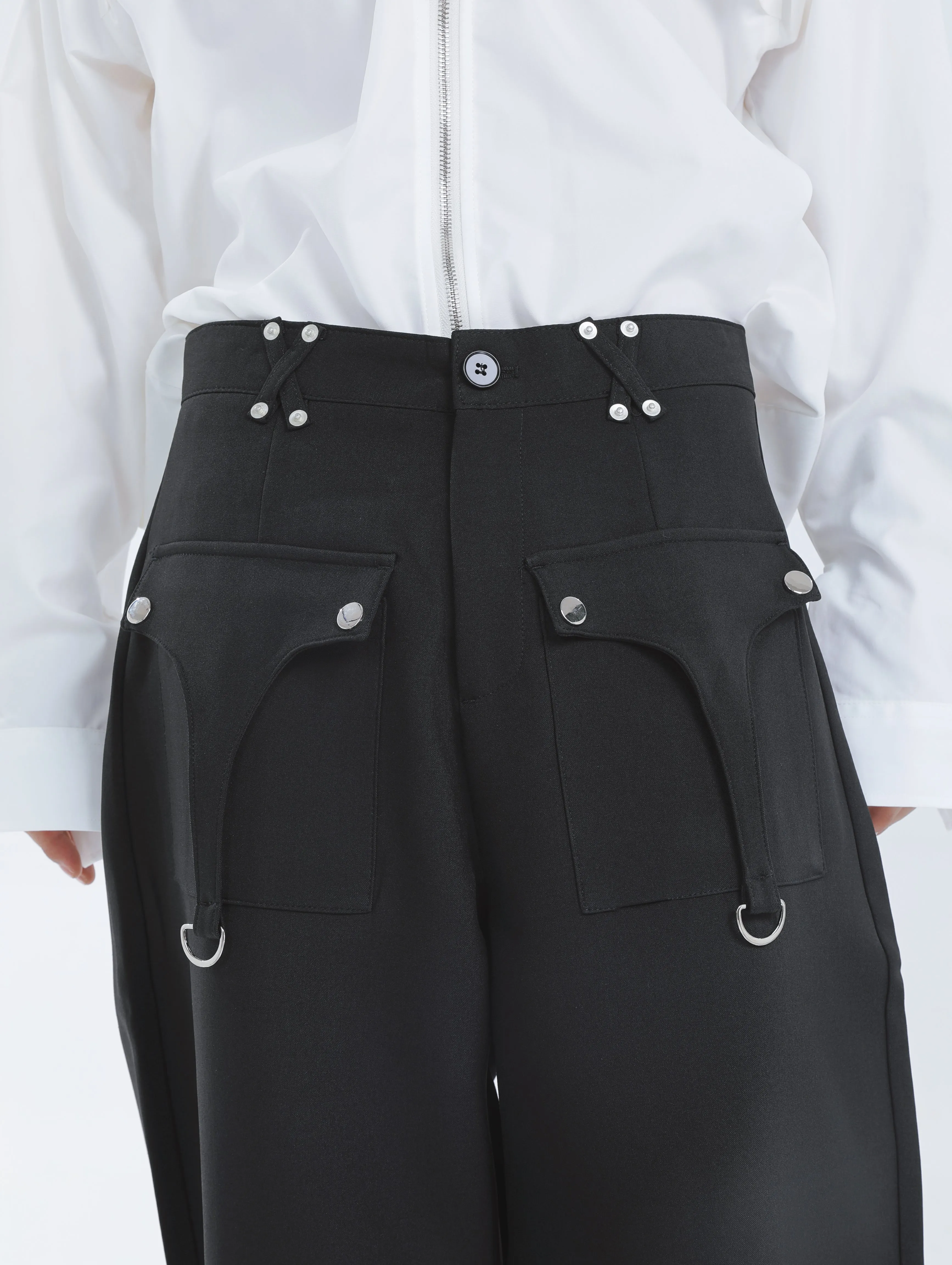 【23s September.】Shoulder Metal Double Zpper Design Shirt   Pants -M/L