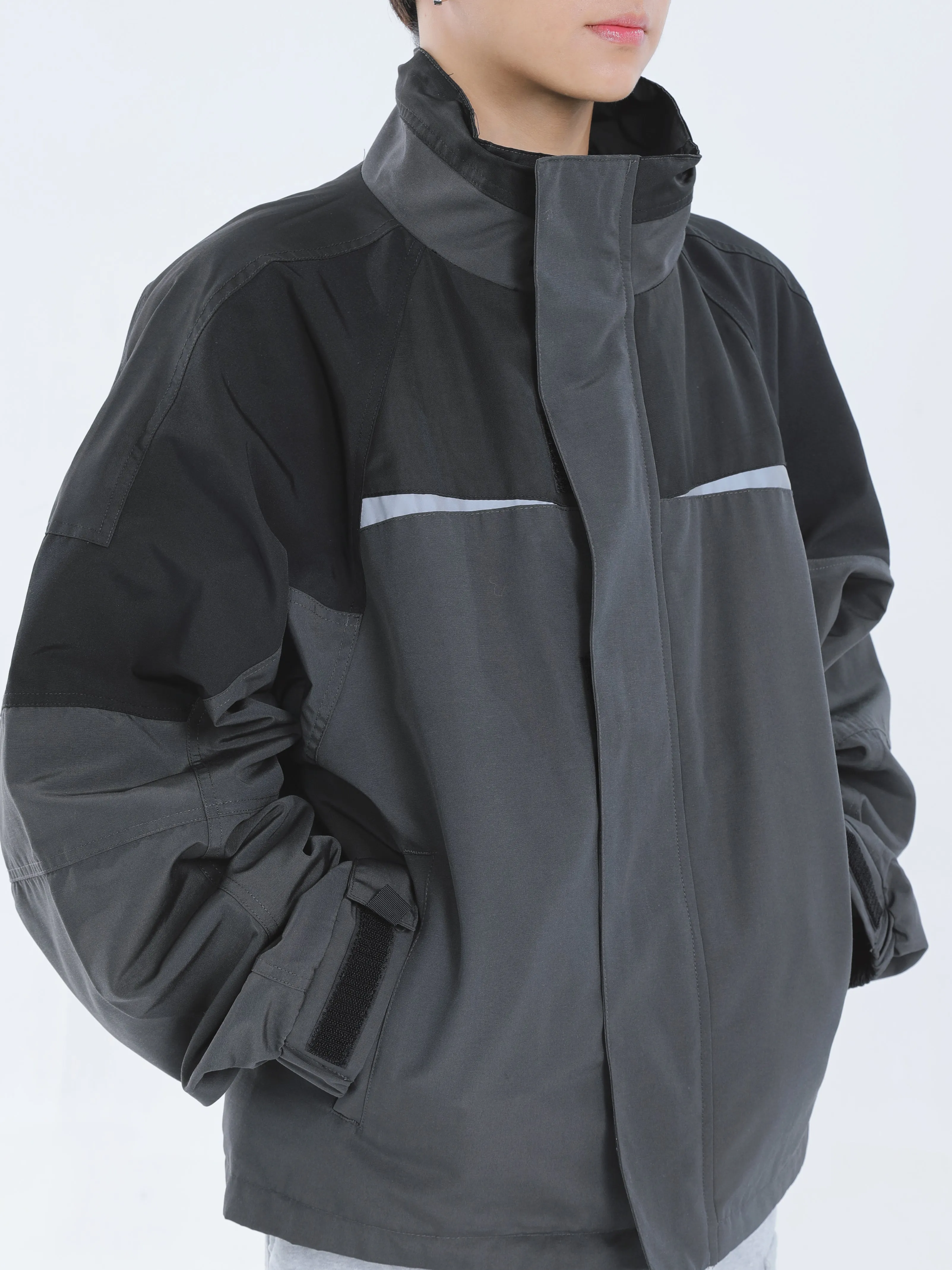【23s September.】Workwear Retro Patchwork Design Stand Collar Jacket -L