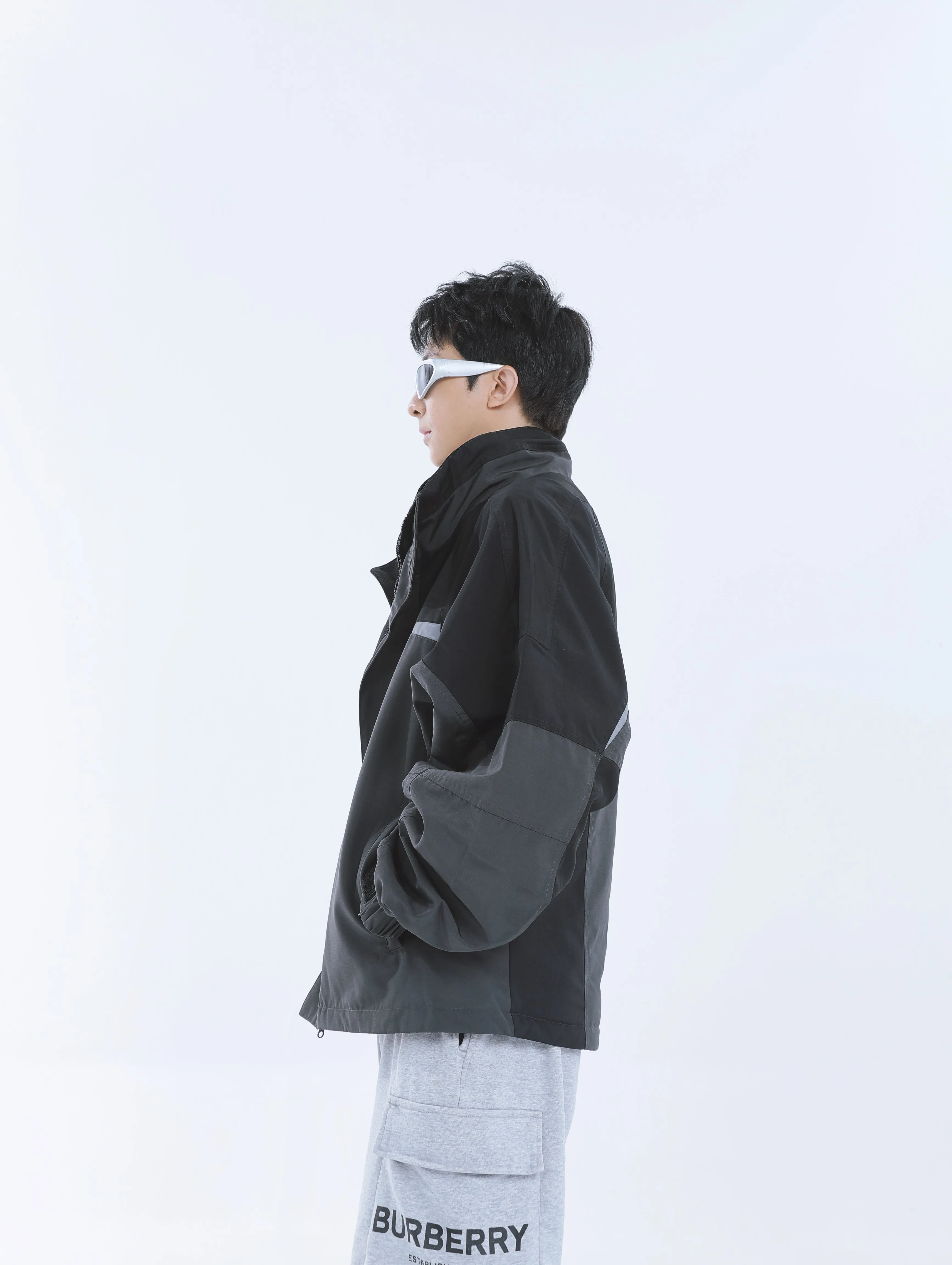 【23s September.】Workwear Retro Patchwork Design Stand Collar Jacket -L