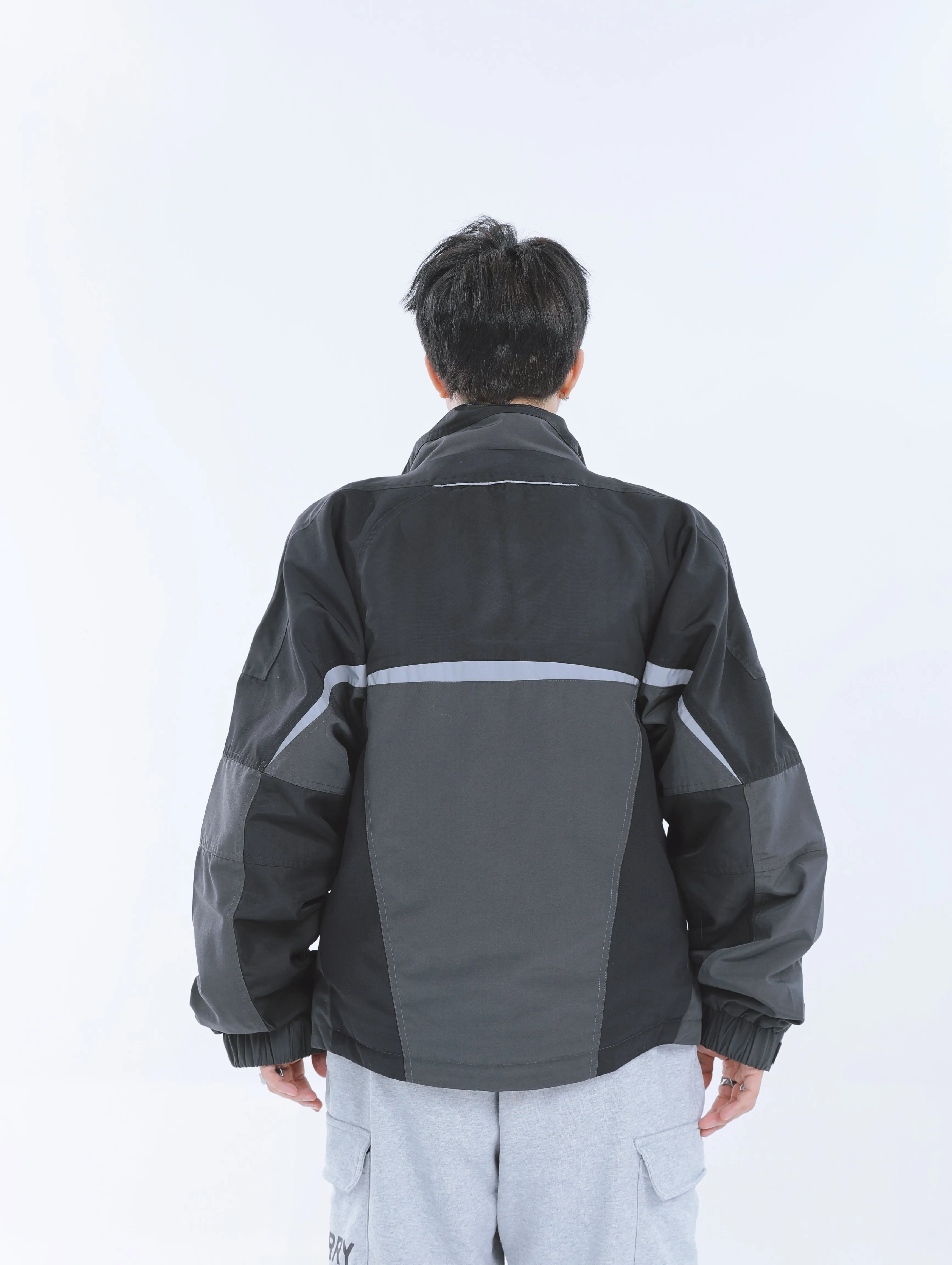 【23s September.】Workwear Retro Patchwork Design Stand Collar Jacket -L