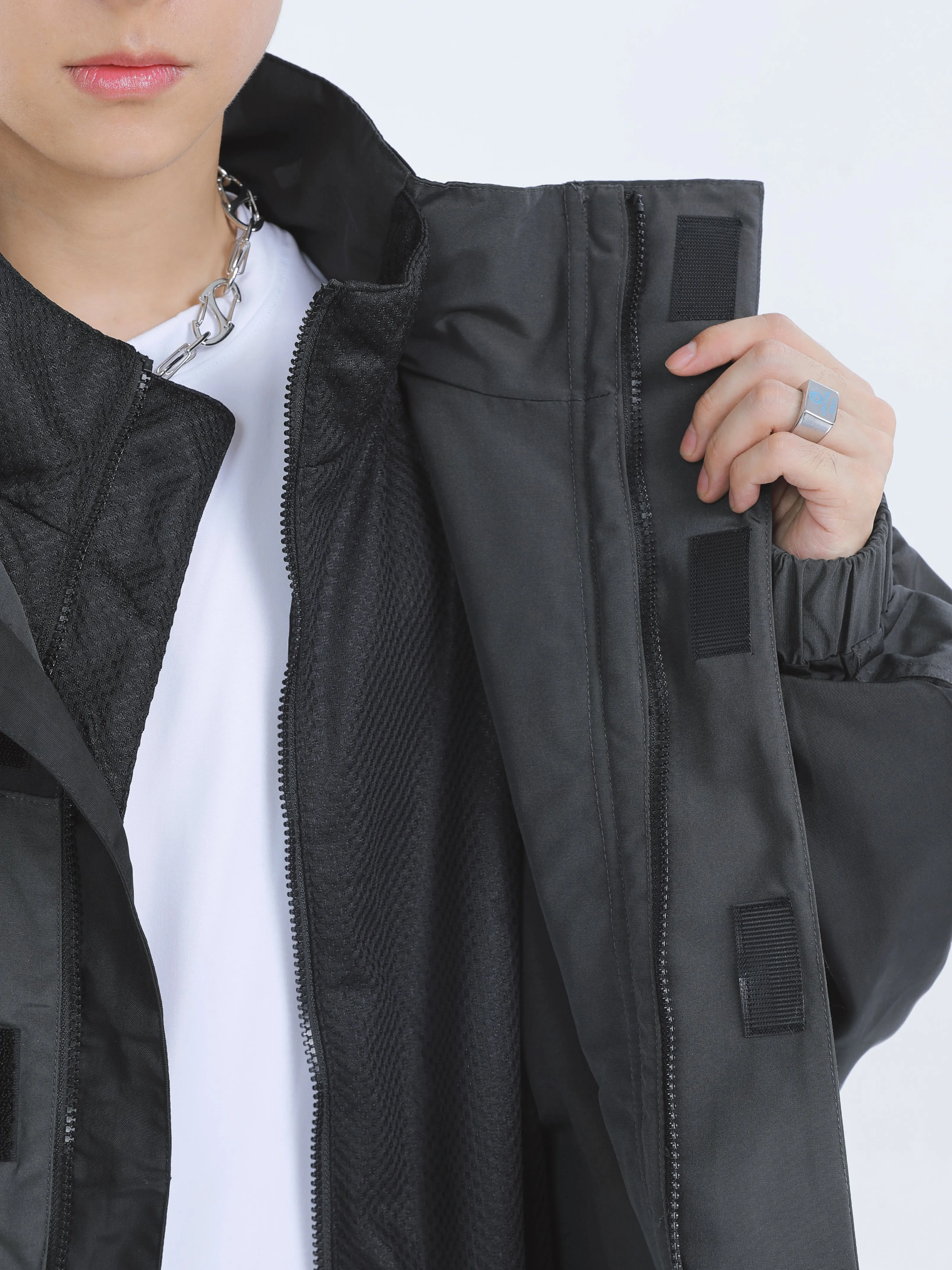 【23s September.】Workwear Retro Patchwork Design Stand Collar Jacket -L