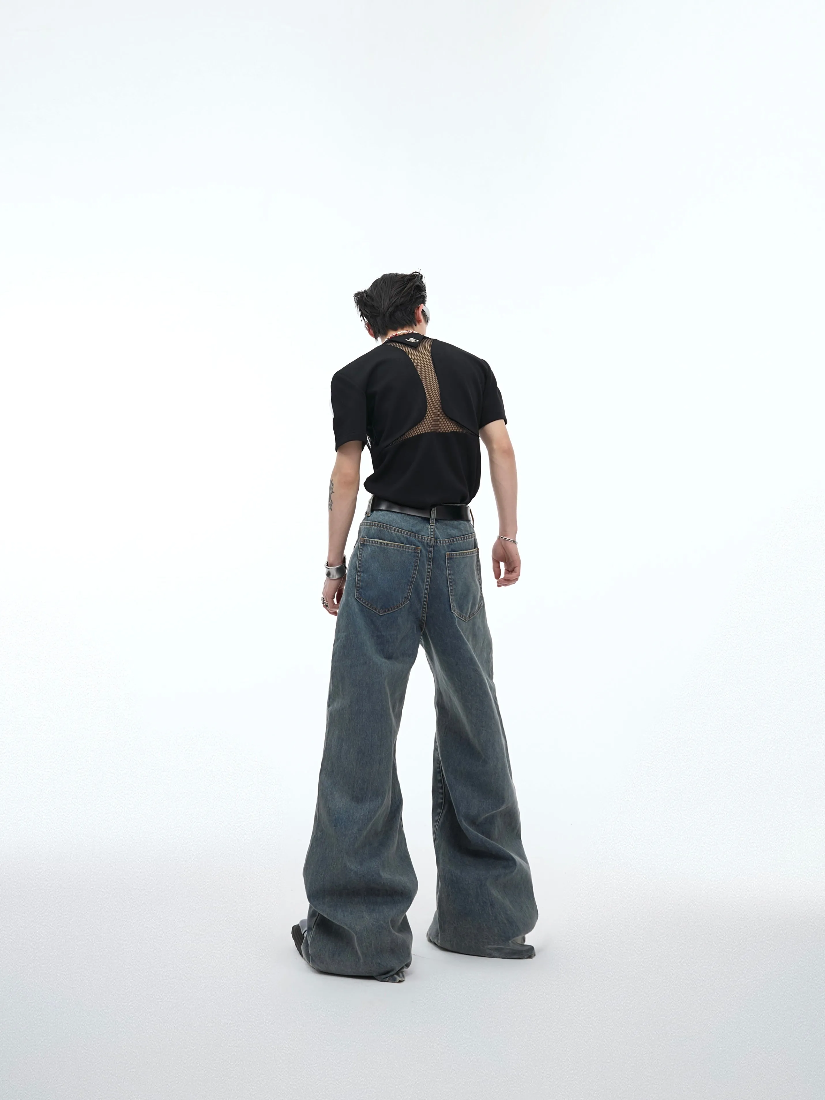 【24s April.】Mesh Hollow Retro Gradient Jeans