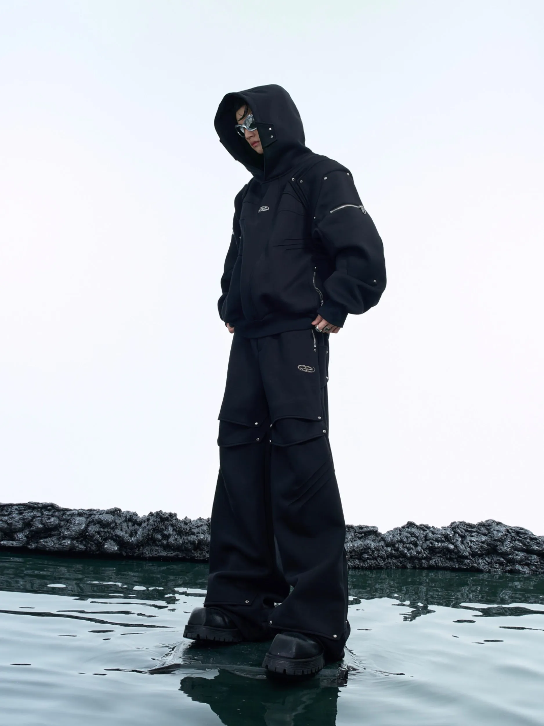 【24s Dec】Deconstructed Pleated Metal Button Straight Leg Casual Pants