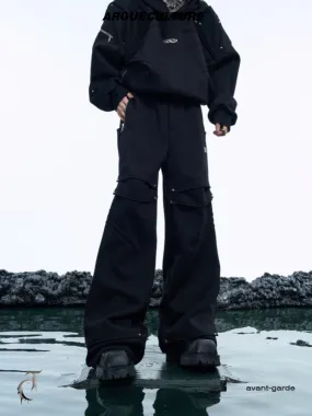 【24s Dec】Deconstructed Pleated Metal Button Straight Leg Casual Pants