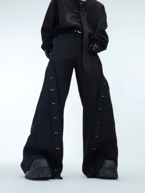 【24s Dec.】Niche Metal Split Design Loose Trousers