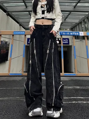 【24s Nov.】Design Zipper Deconstructed Wide-leg Trousers