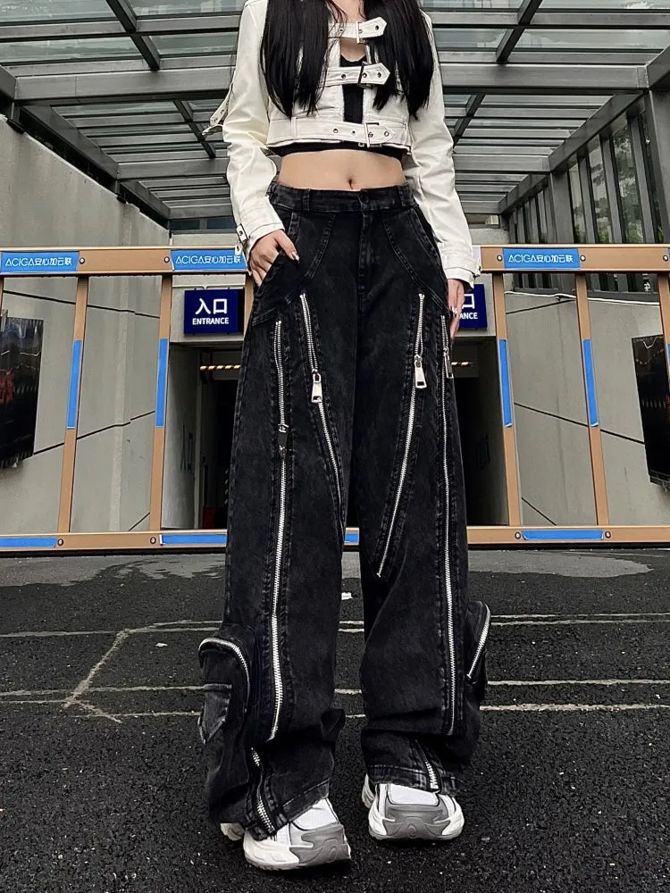 【24s Nov.】Design Zipper Deconstructed Wide-leg Trousers