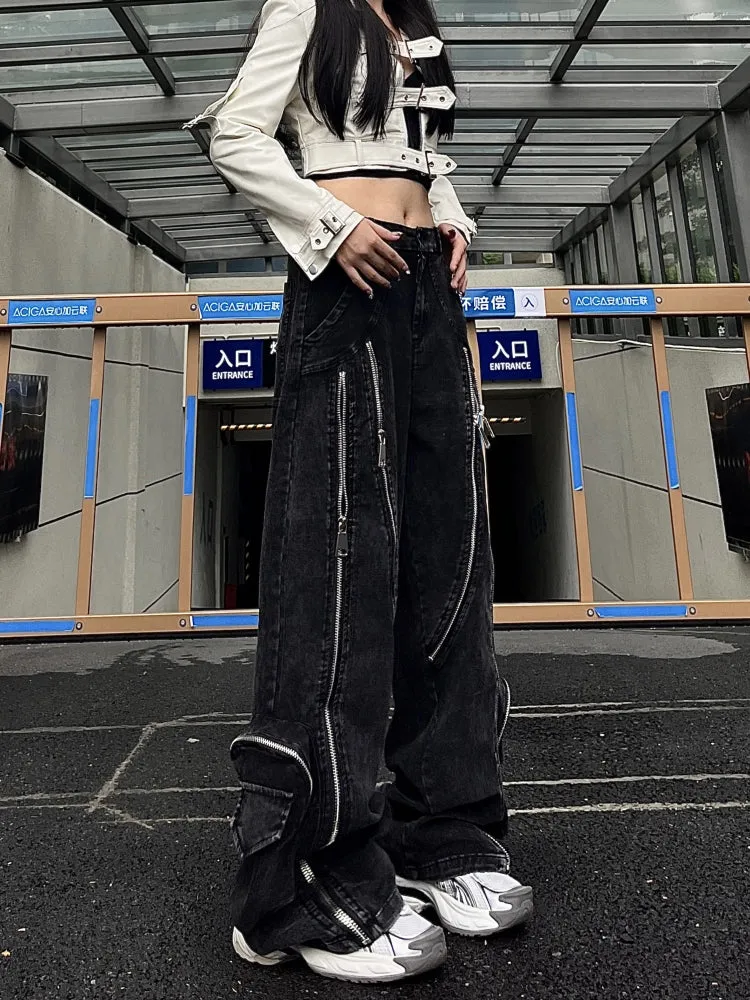【24s Nov.】Design Zipper Deconstructed Wide-leg Trousers