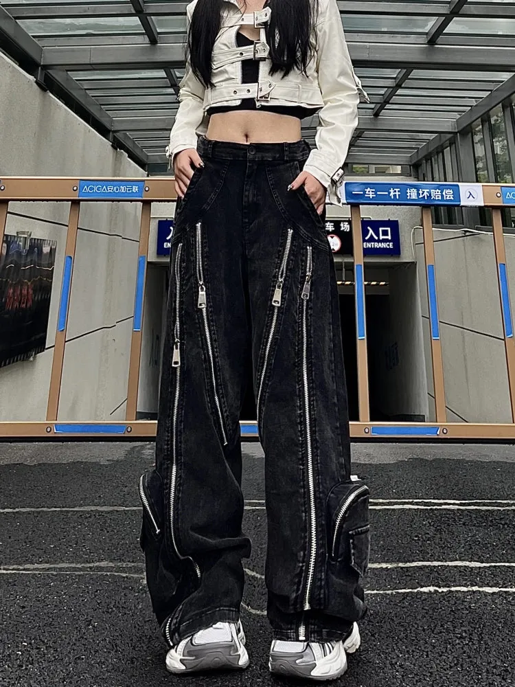 【24s Nov.】Design Zipper Deconstructed Wide-leg Trousers