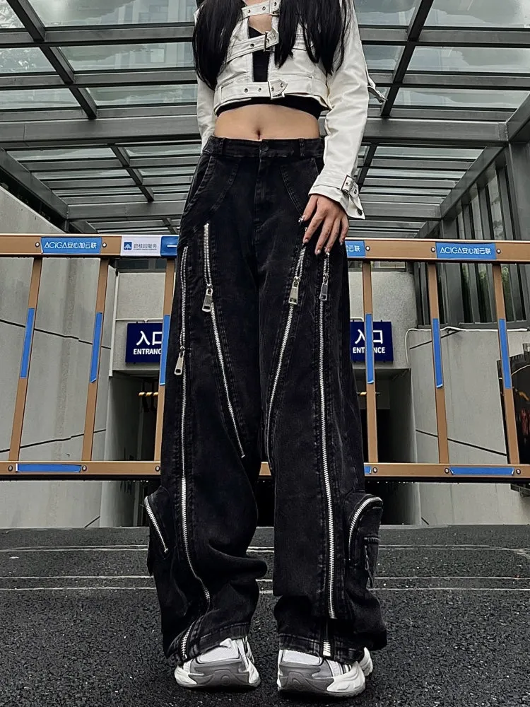 【24s Nov.】Design Zipper Deconstructed Wide-leg Trousers
