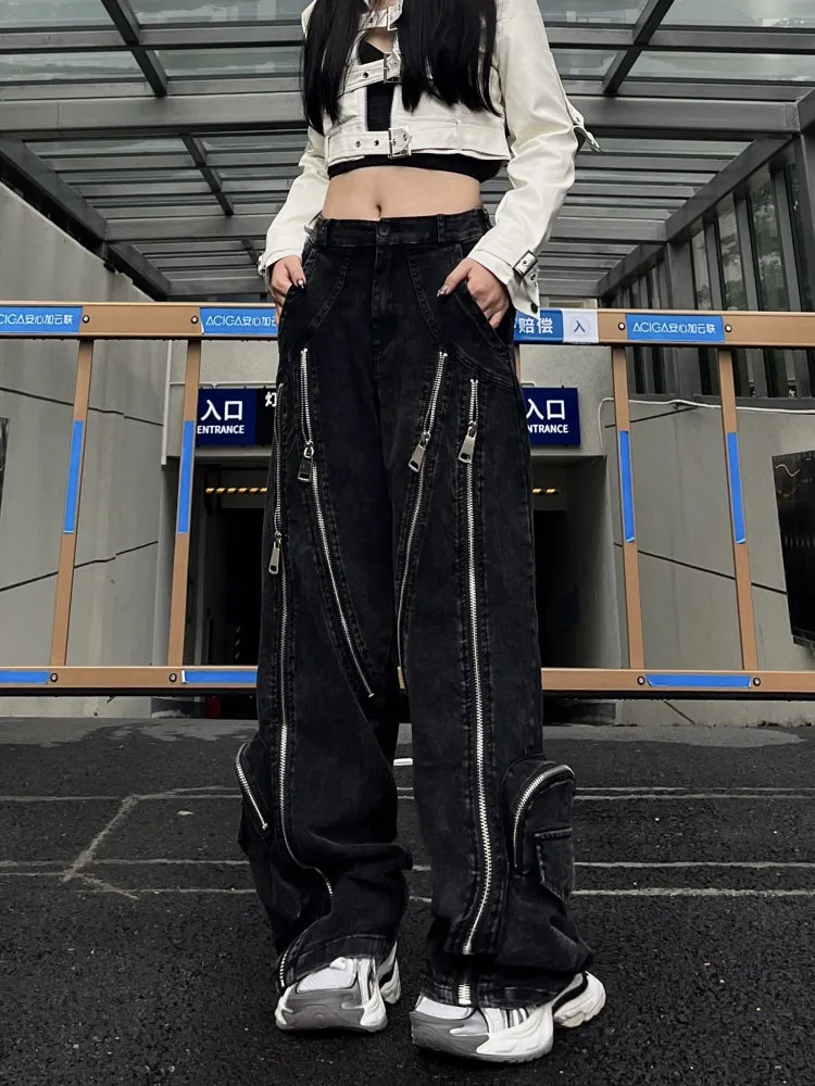 【24s Nov.】Design Zipper Deconstructed Wide-leg Trousers