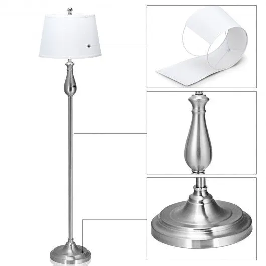 3 pcs Brushed Nickel Lamp Set-Silver