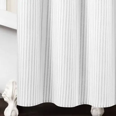 72"x72" Drew Stripe Farmhouse Silver-Infused Antimicrobial Shower Curtain Gray - Lush Décor