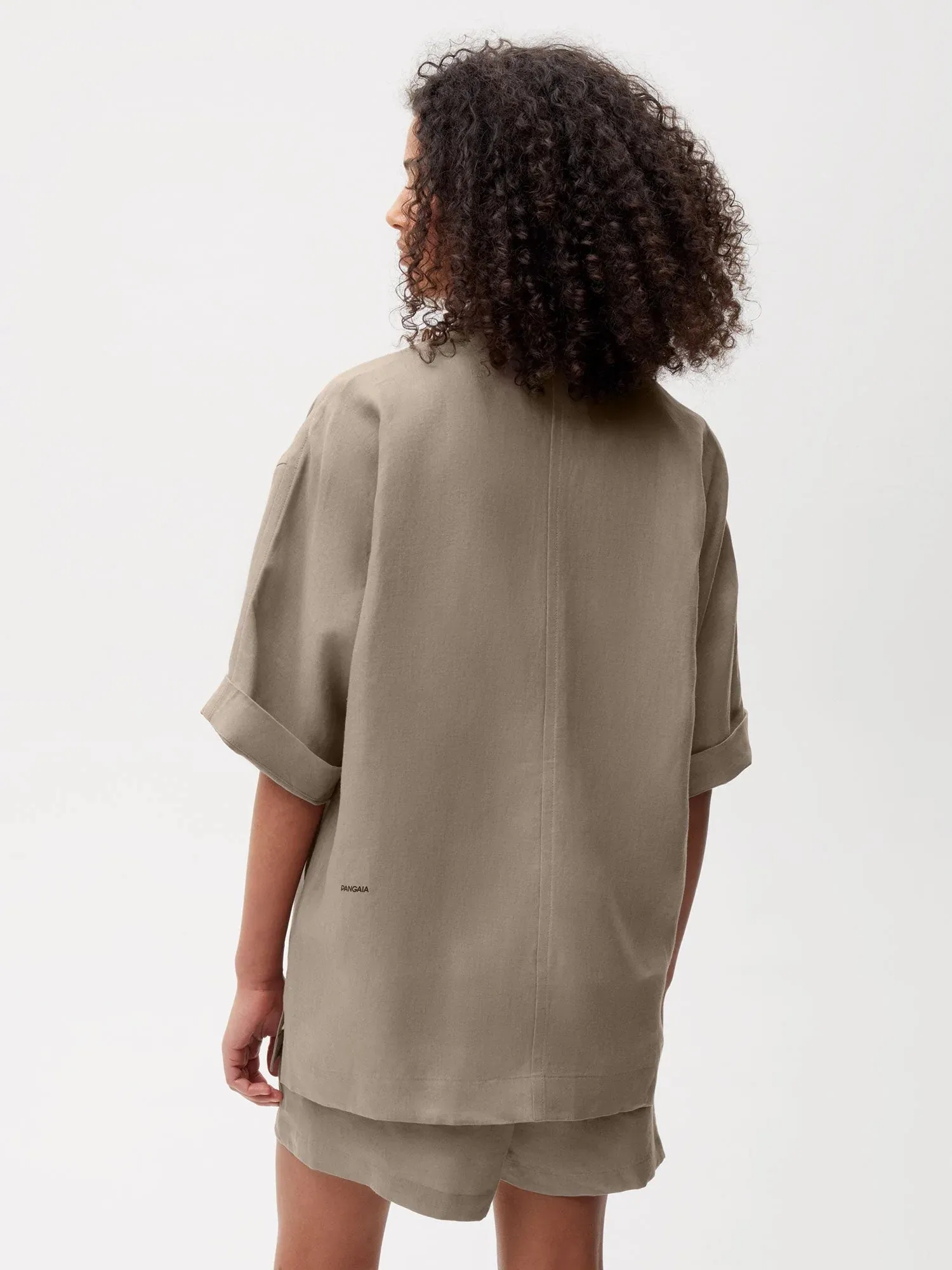 Aloe Linen Short Sleeve Shirt—mushroom