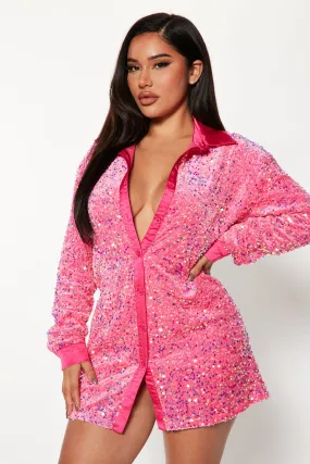 Amalie T-Shirt Mini Dress - Hot Pink