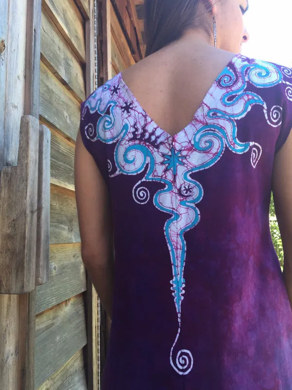 Amethyst and Turquoise Organic Cotton Batik Dress