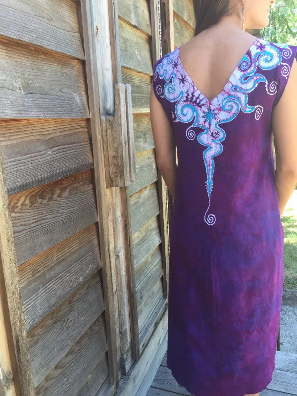 Amethyst and Turquoise Organic Cotton Batik Dress