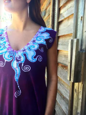 Amethyst and Turquoise Organic Cotton Batik Dress