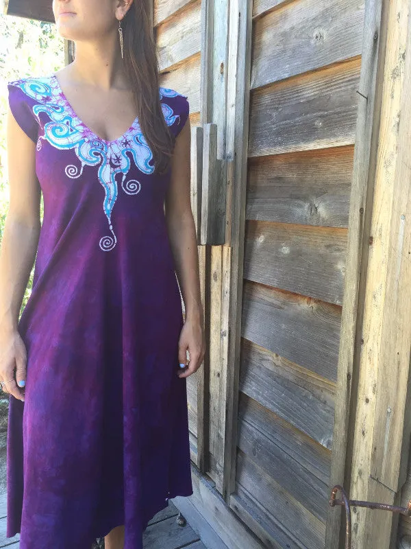 Amethyst and Turquoise Organic Cotton Batik Dress