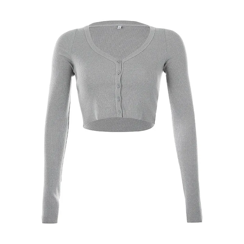 Amozae comfy school outfits Spring New Women's Sexy Solid Color V-neck Knitted Top T-shirt for Women