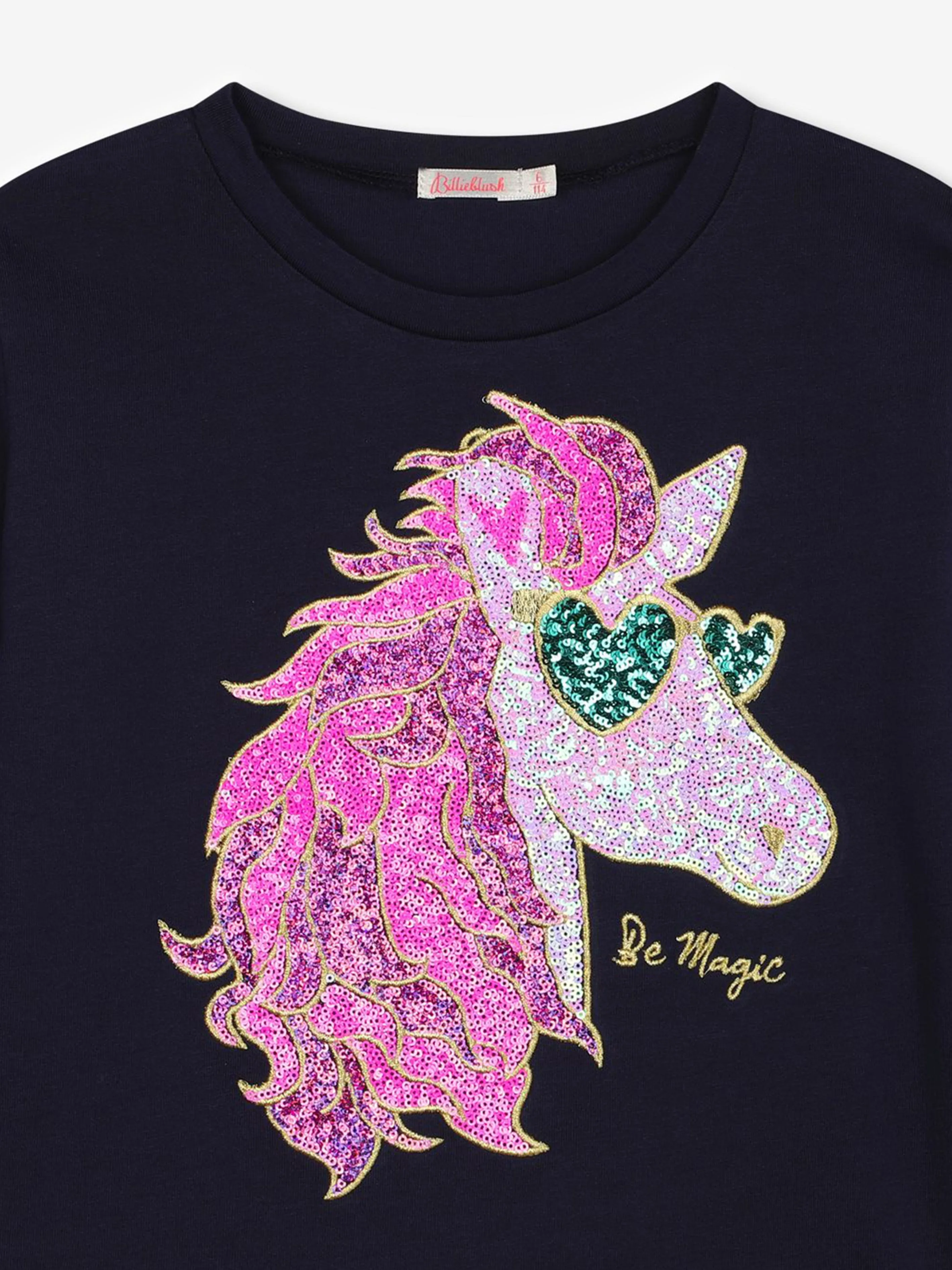 Billieblush Girls Long Sleeve Pegasus T-Shirt in Navy