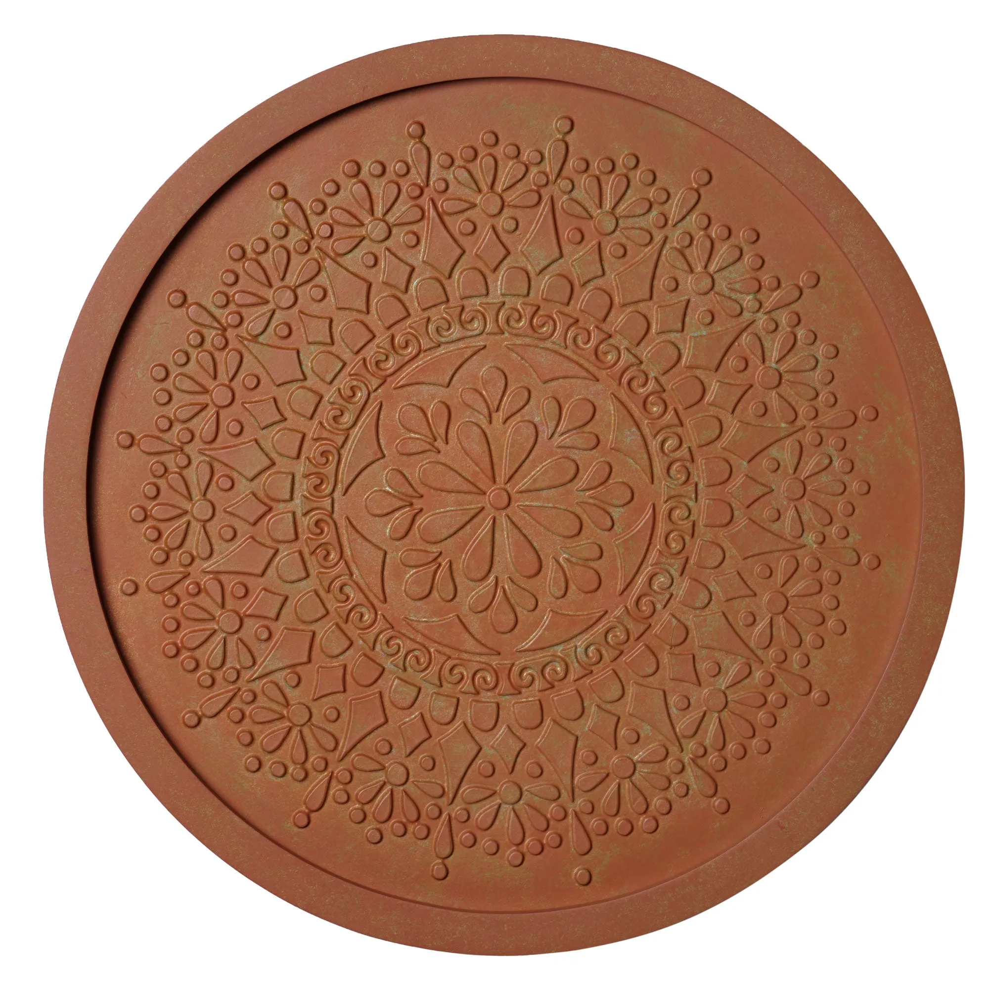 Boho Rustic Farmhouse Wood Framed Wall Medallion - Burnt Orange (17")