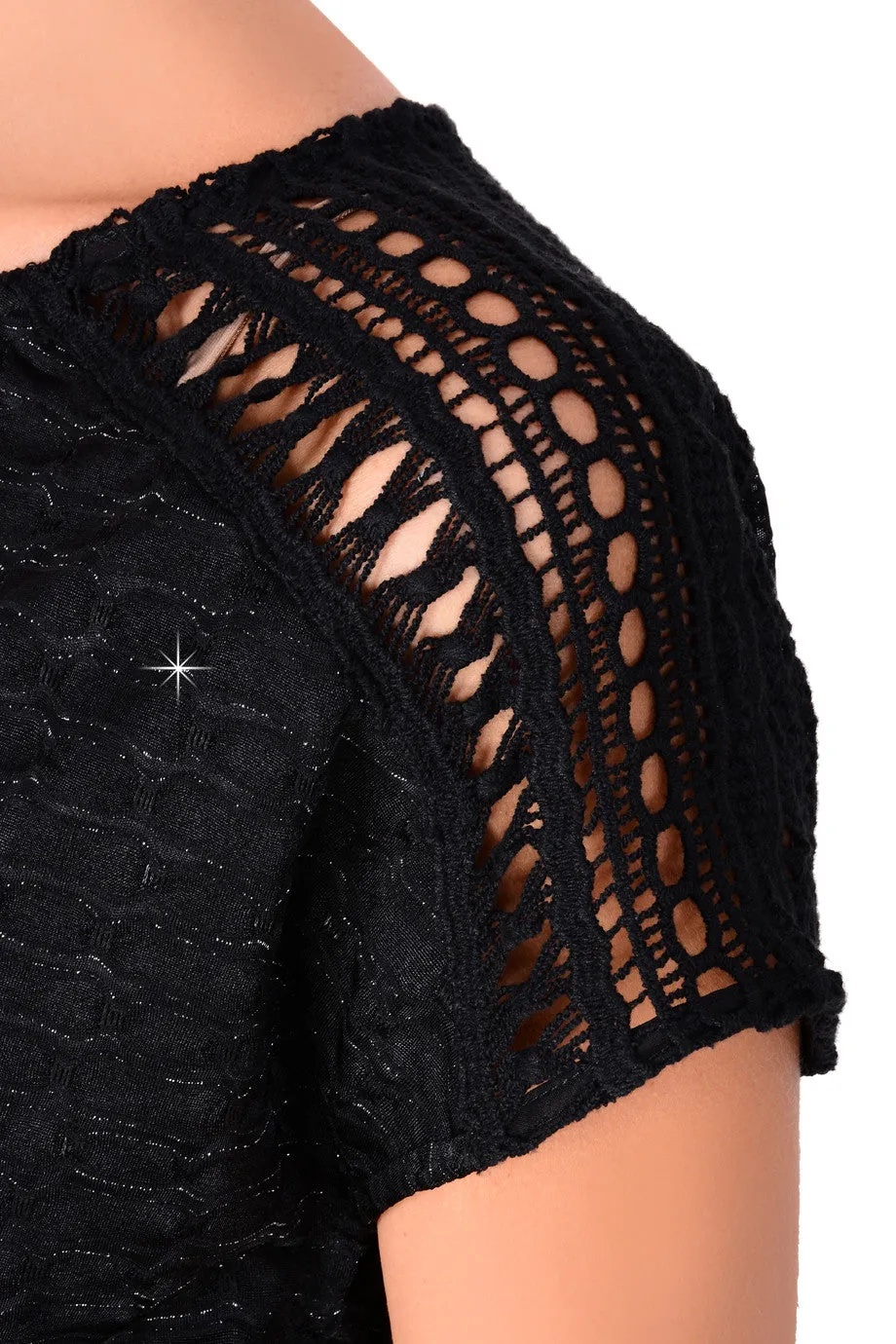 C BLOCK STEFANIA Black Lace Top