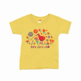 Childrens New Zealand T Shirt - Kiwi Flower