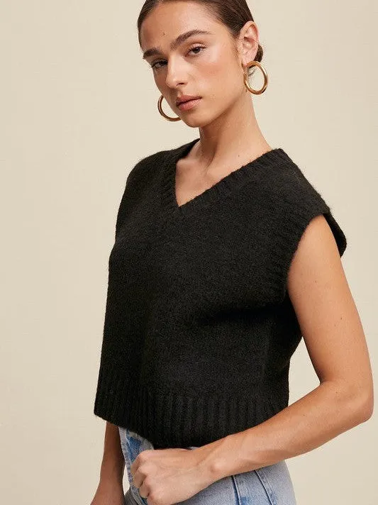 Closet Favorite Sleeveless V-neck Cropped Knit Vest