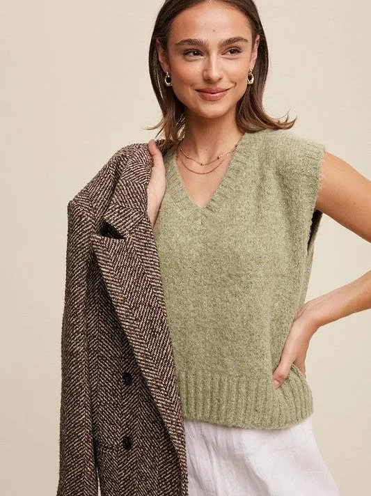 Closet Favorite Sleeveless V-neck Cropped Knit Vest
