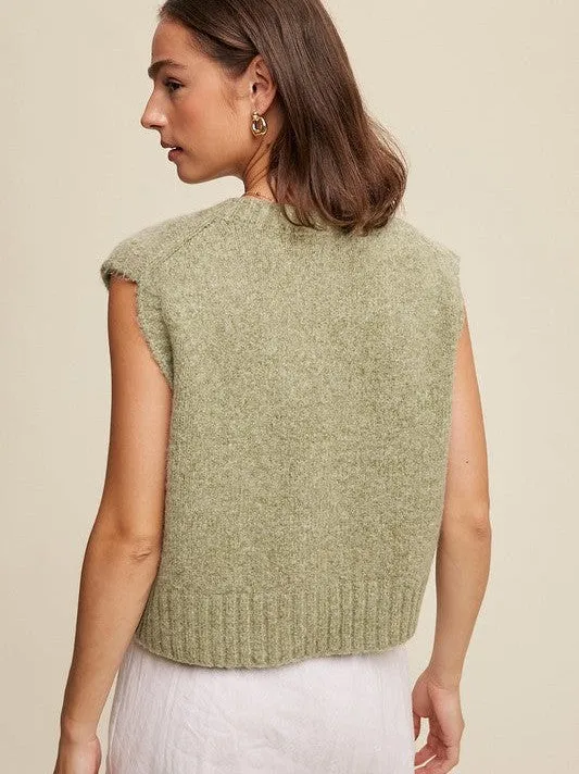Closet Favorite Sleeveless V-neck Cropped Knit Vest