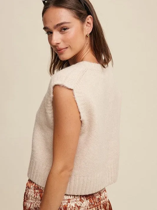 Closet Favorite Sleeveless V-neck Cropped Knit Vest