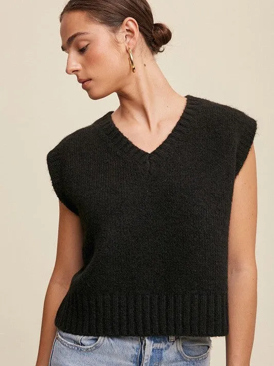 Closet Favorite Sleeveless V-neck Cropped Knit Vest