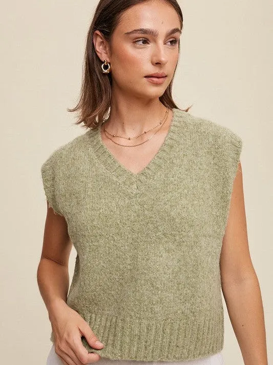 Closet Favorite Sleeveless V-neck Cropped Knit Vest