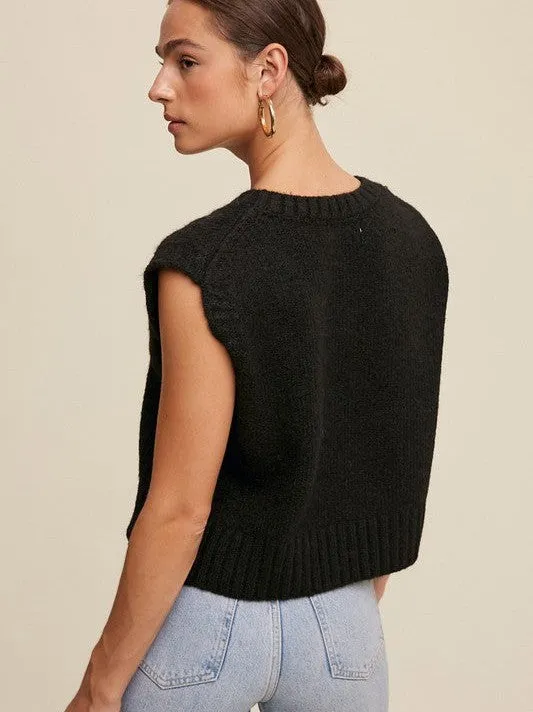Closet Favorite Sleeveless V-neck Cropped Knit Vest