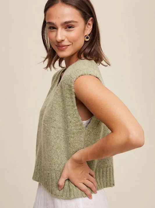Closet Favorite Sleeveless V-neck Cropped Knit Vest