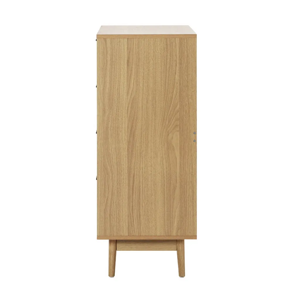 Coastal Boho Rattan 4-Drawer Tallboy with Solid Wood Legs, Artiss