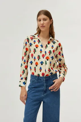 Compañia Fantastica - Cream Mushroom Print Shirt