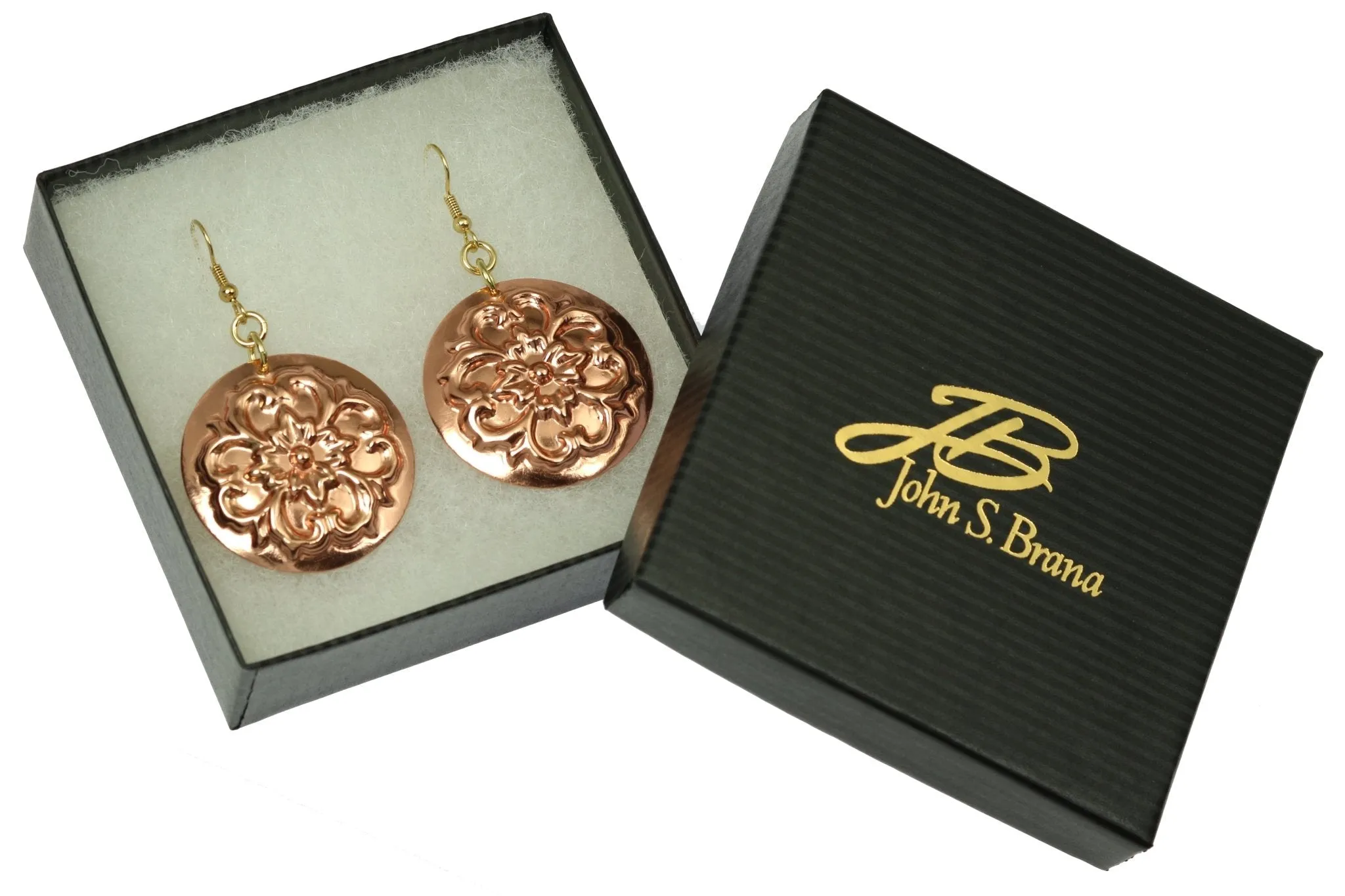 Copper Forget Me Not Disc Earrings