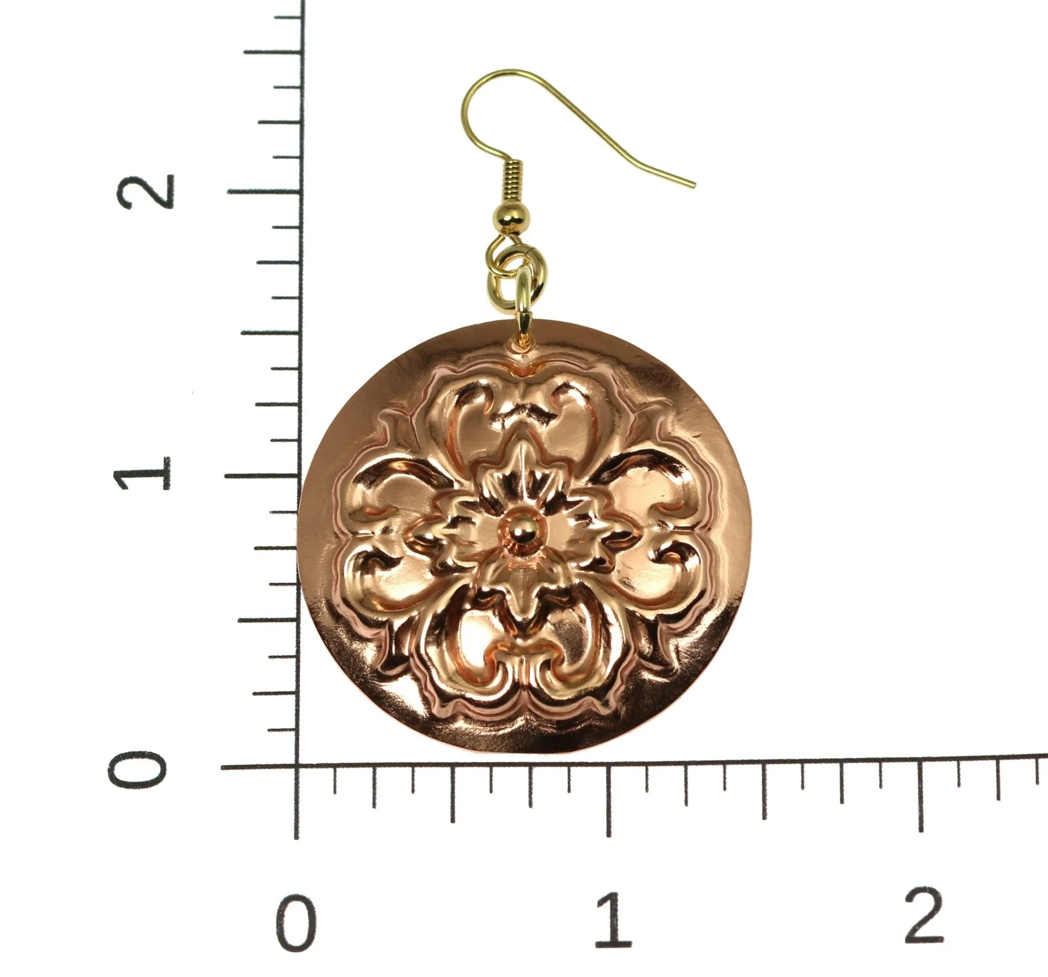 Copper Forget Me Not Disc Earrings