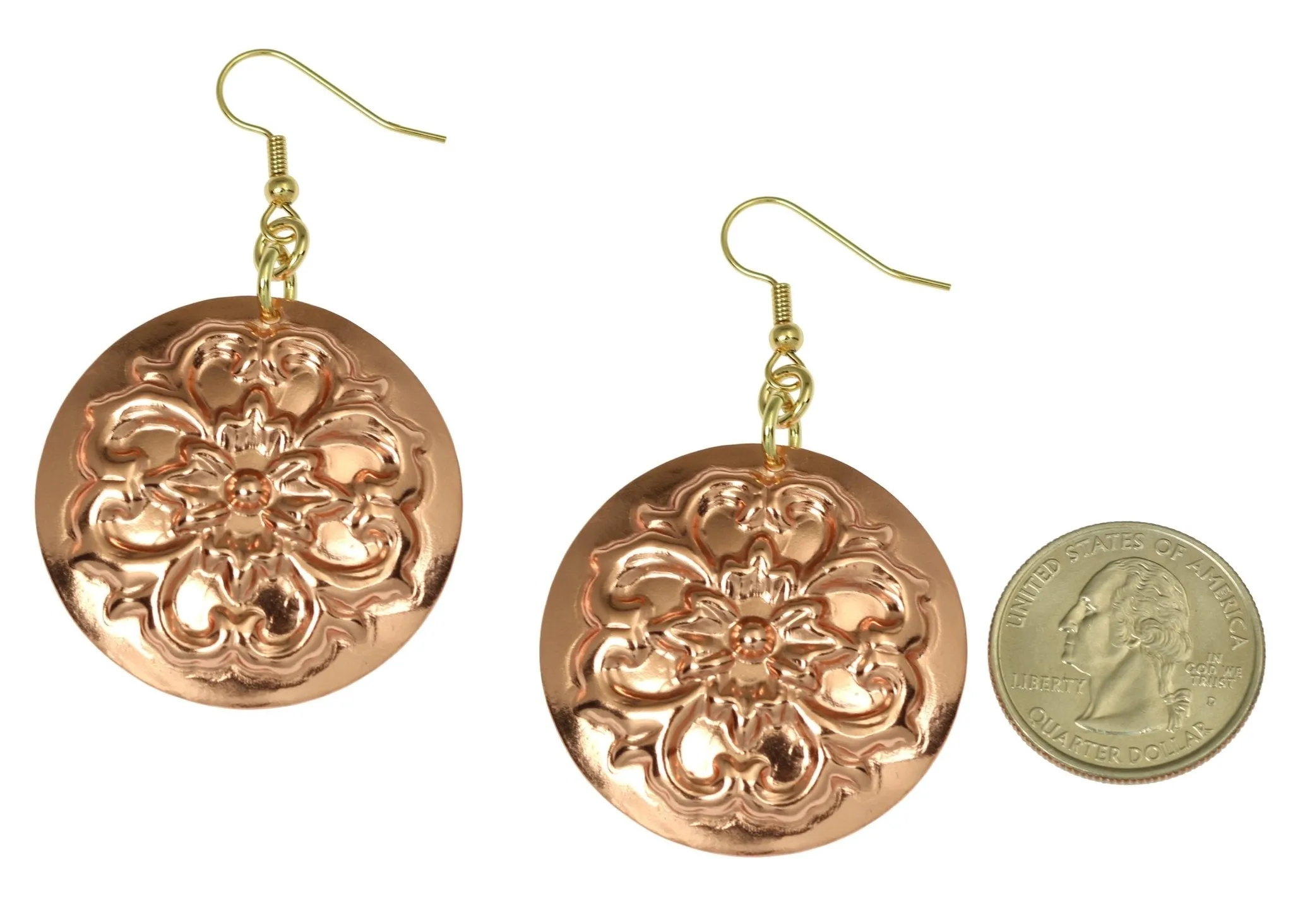 Copper Forget Me Not Disc Earrings
