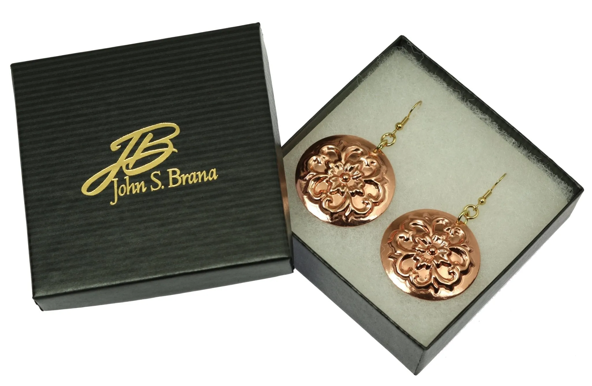 Copper Forget Me Not Disc Earrings