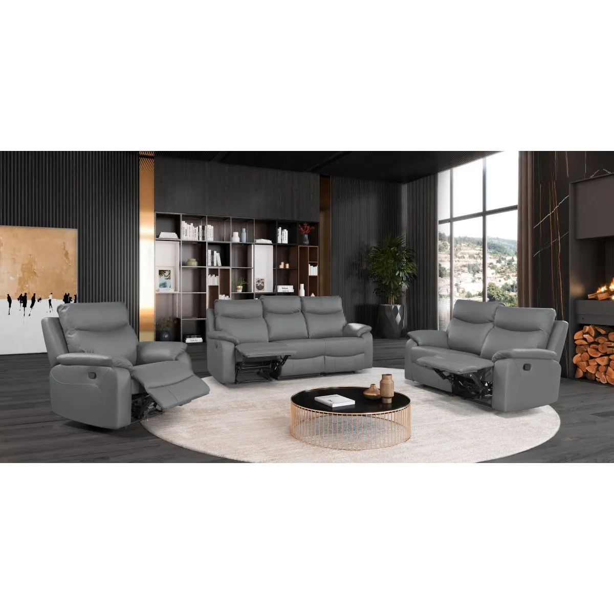 CozyCloud Grey Leather Recliner