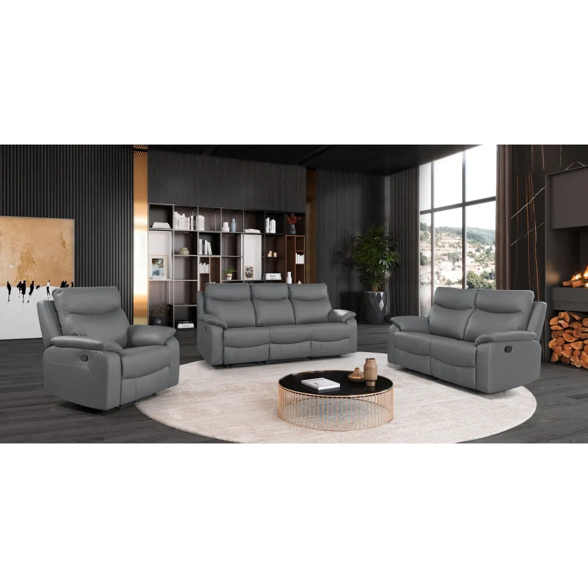 CozyCloud Grey Leather Recliner
