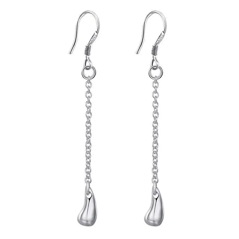 Dangling Droplets Silver Necklace & Earrings Set