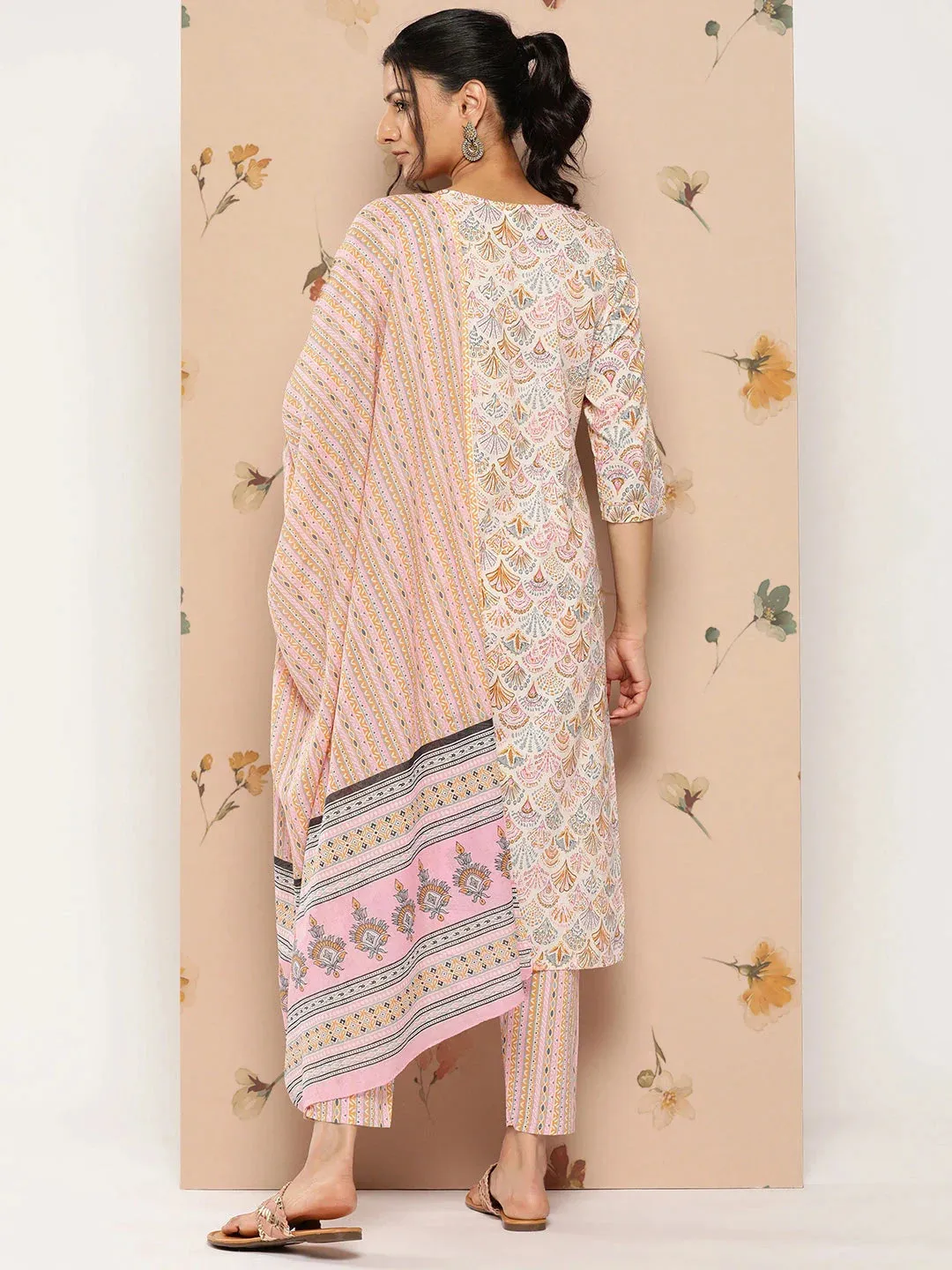 Embroidered Cotton Kurta Dupatta Set