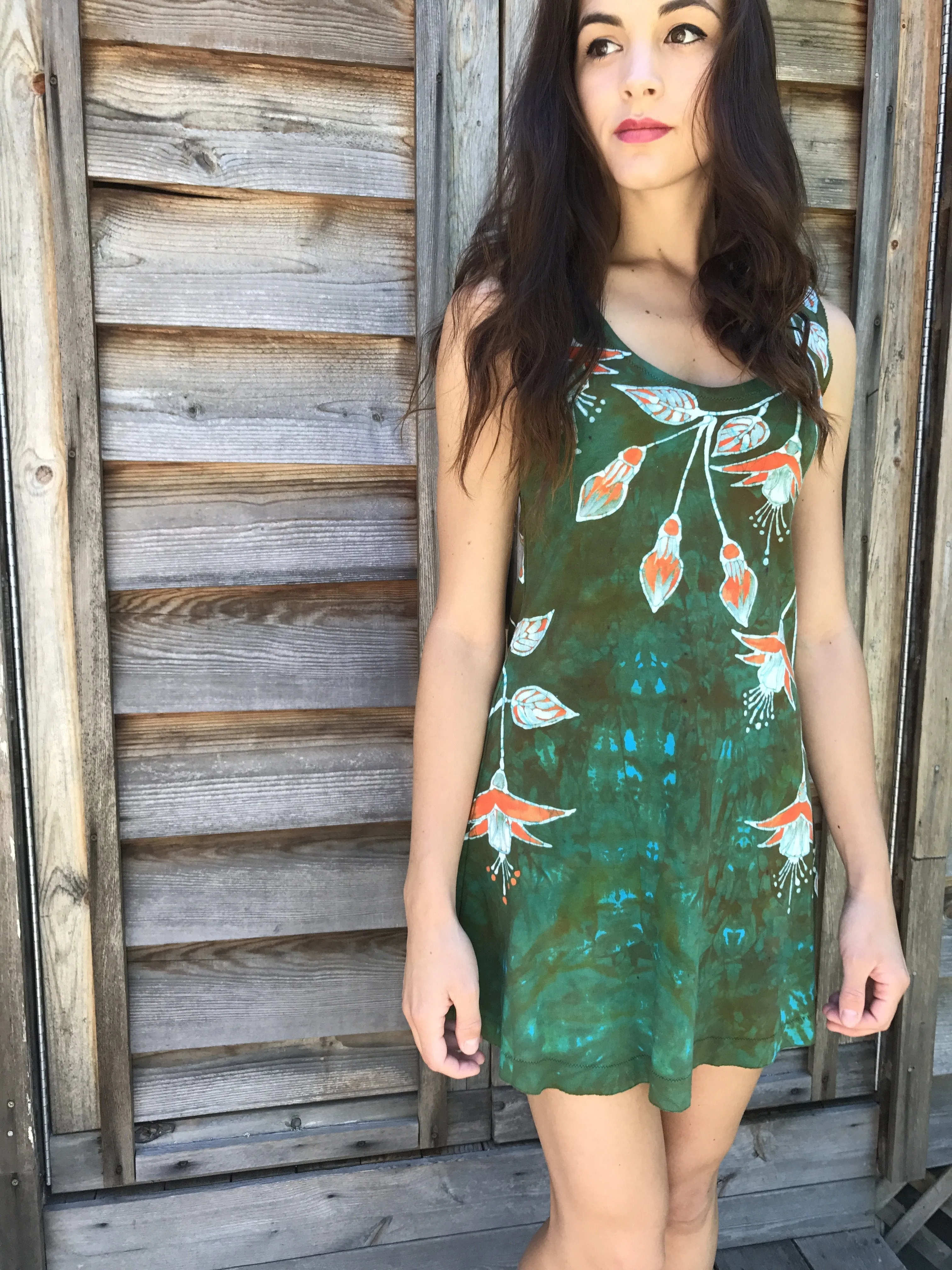 Fuchsias Are Surprising Batikwalla Mini Dress in Organic Cotton - Size Small